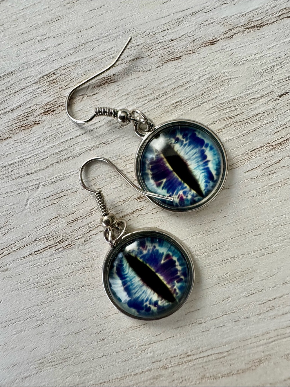 Blue Dragon Eye Drop Earrings  eye about .5”